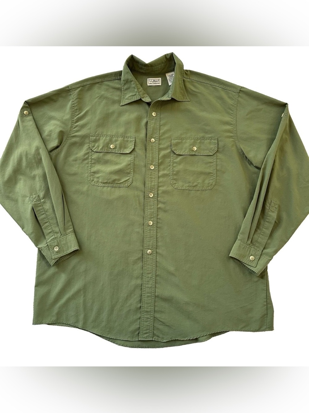 VTG LL Bean Technical Shirt Mens XL Olive Green Hiking Utility Gorpcore Canada